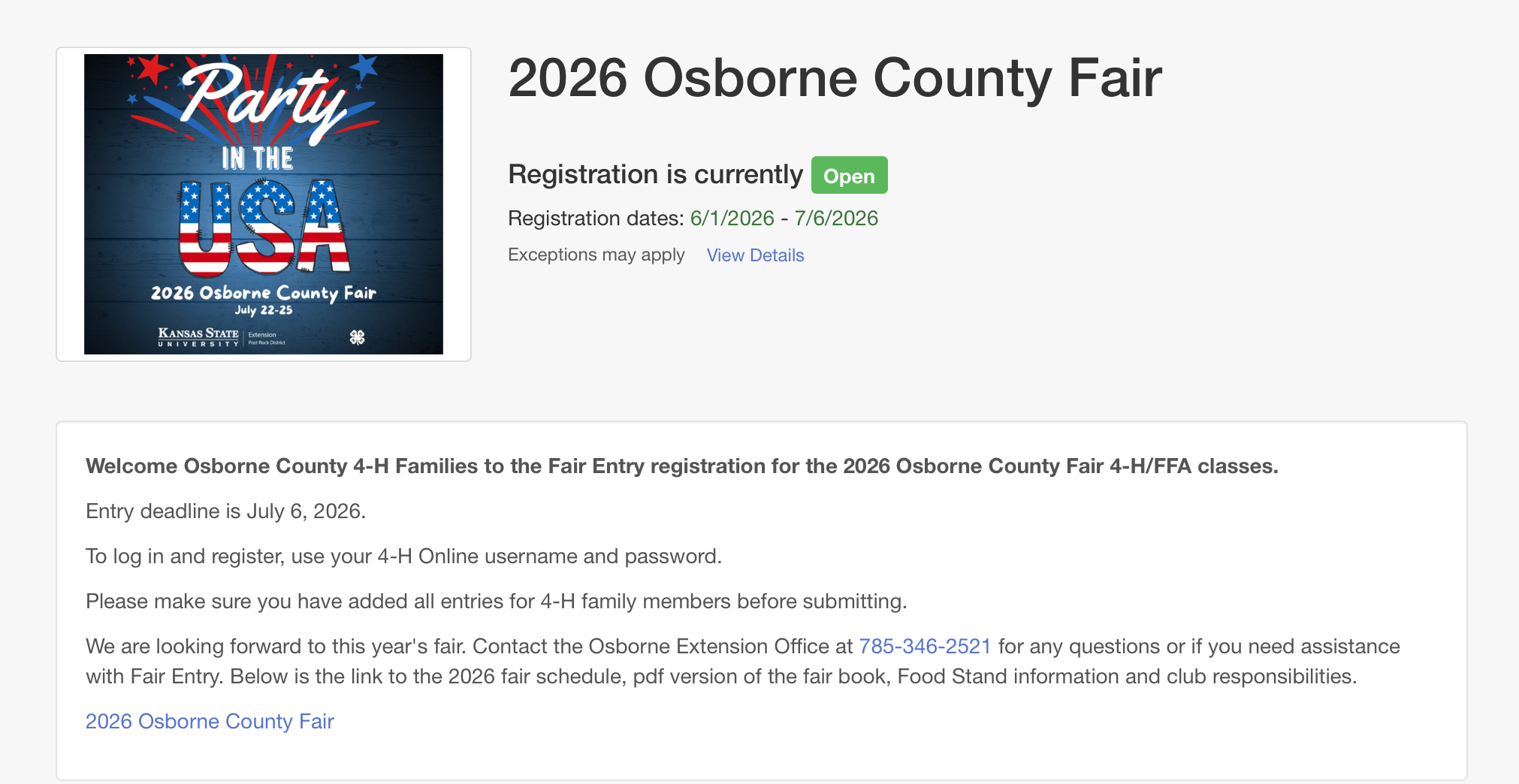 Osborne County Fair Registration is Currently Open