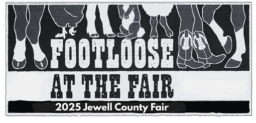 Jewell County Fair logo the fair theme is footloose at the fair