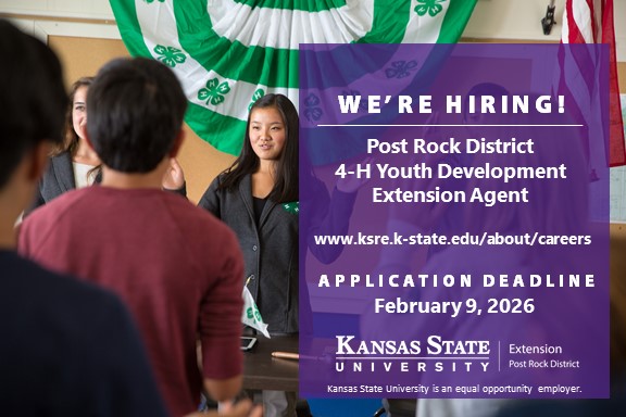 We're Hiring Post Rock District 4-H Youth Development Extension Agent