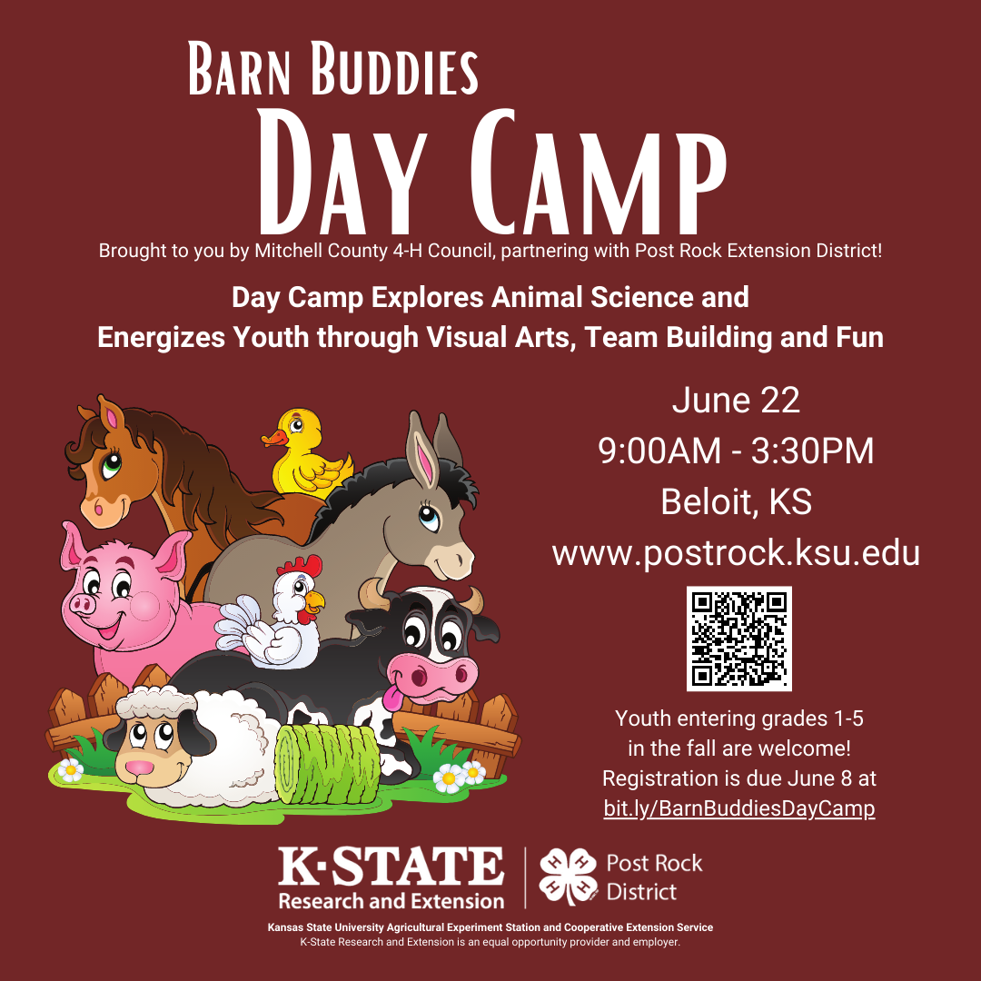 Barn Buddies Day Camp June 22 Beloit Kansas